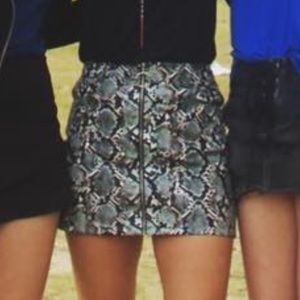 Snakeskin Leather Skirt
